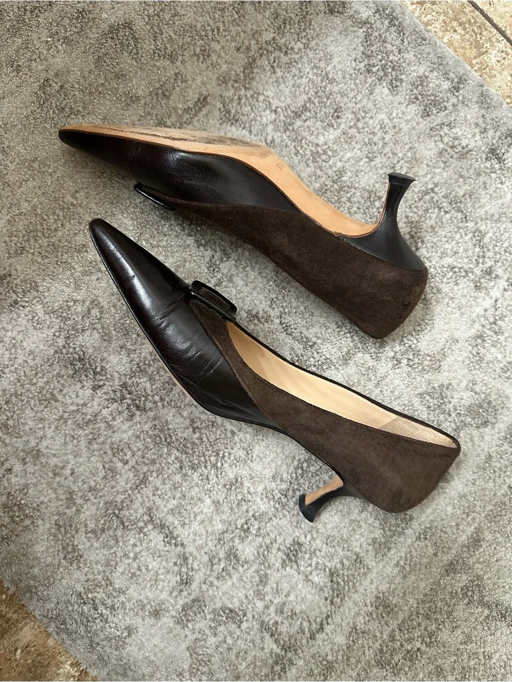 Manolo Blahnik Brown Pointed Toe Buckle Pumps